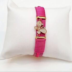 Bracelet KIDS size 6” adjustable Butterflies zirconia Hot Pink color